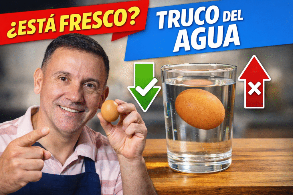 Prueba del agua para saber si un huevo está fresco