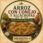 Arroz y conejo con alcachofas elaborado de forma tradicional al estilo murciano
