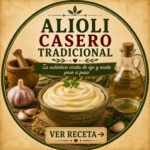 Alioli casero tradicional elaborado con ajo y aceite de oliva virgen extra